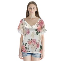 Downloadv V-neck Flutter Sleeve Top