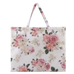 Pink And White Flowers  Zipper Large Tote Bag by MaryIllustrations