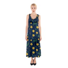 Yellow & Blue Bloom Sleeveless Maxi Dress by justbeeinspired2