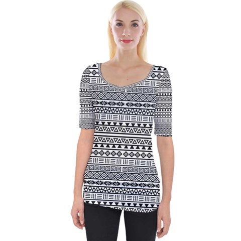 Aztec Influence Pattern Wide Neckline Tee by ValentinaDesign