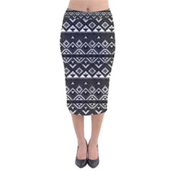 Aztec Influence Pattern Velvet Midi Pencil Skirt by ValentinaDesign