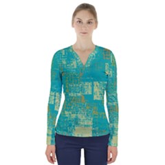 Abstract art V-Neck Long Sleeve Top