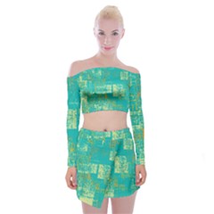Abstract art Off Shoulder Top with Skirt Set