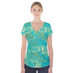 Abstract Art Short Sleeve Front Detail Top by ValentinaDesign