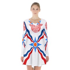 Assyrian Flag  Long Sleeve Velvet V-neck Dress by abbeyz71