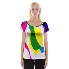 Anatomicalrainbow Wave Chevron Pink Blue Yellow Green Cap Sleeve Tops by Mariart