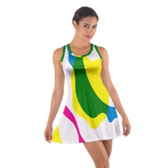 Anatomicalrainbow Wave Chevron Pink Blue Yellow Green Cotton Racerback Dress