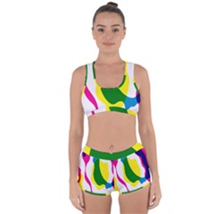 Anatomicalrainbow Wave Chevron Pink Blue Yellow Green Racerback Boyleg Bikini Set by Mariart