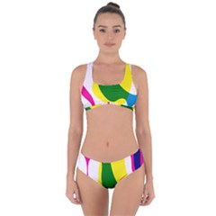 Anatomicalrainbow Wave Chevron Pink Blue Yellow Green Criss Cross Bikini Set by Mariart
