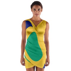 Yellow Green Blue Wrap Front Bodycon Dress by Mariart