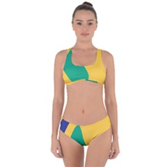 Yellow Green Blue Criss Cross Bikini Set by Mariart