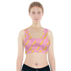 Banana Fruit Yellow Pink Sports Bra With Pocket