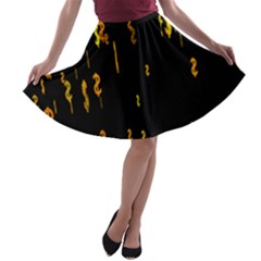 Animated Falling Spinning Shining 3d Golden Dollar Signs Against Transparent A-line Skater Skirt by Mariart