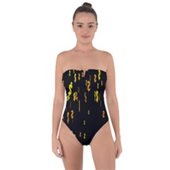 Animated Falling Spinning Shining 3d Golden Dollar Signs Against Transparent Tie Back One Piece Swimsuit by Mariart