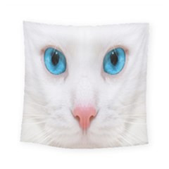 Beautiful White Face Cat Animals Blue Eye Square Tapestry (small) by Mariart