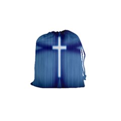 Blue Cross Christian Drawstring Pouches (small)  by Mariart