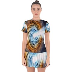 A Blazar Jet In The Middle Galaxy Appear Especially Bright Drop Hem Mini Chiffon Dress by Mariart