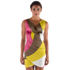 Breast Pink Brown Yellow White Rainbow Wrap Front Bodycon Dress by Mariart