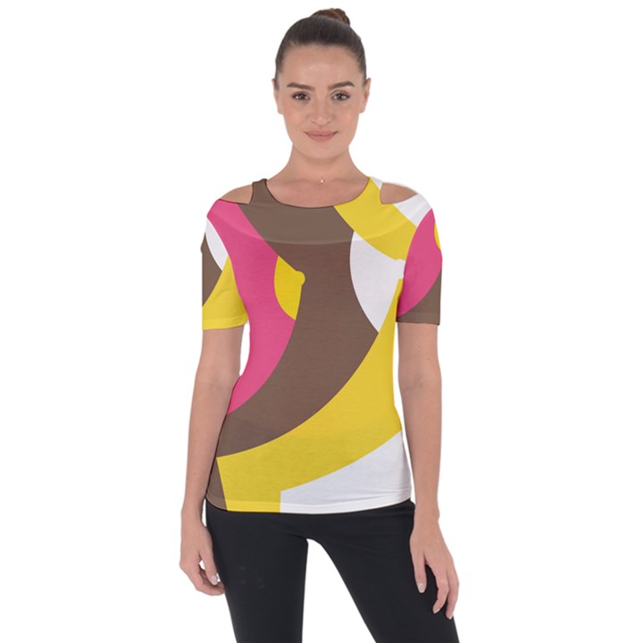 Breast Pink Brown Yellow White Rainbow Short Sleeve Top