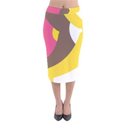 Breast Pink Brown Yellow White Rainbow Velvet Midi Pencil Skirt