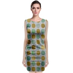 Green And Golden Dots Pattern                            Sleeveless Velvet Midi Dress by LalyLauraFLM