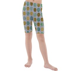 Green And Golden Dots Pattern                      Kid s Swim Shorts by LalyLauraFLM