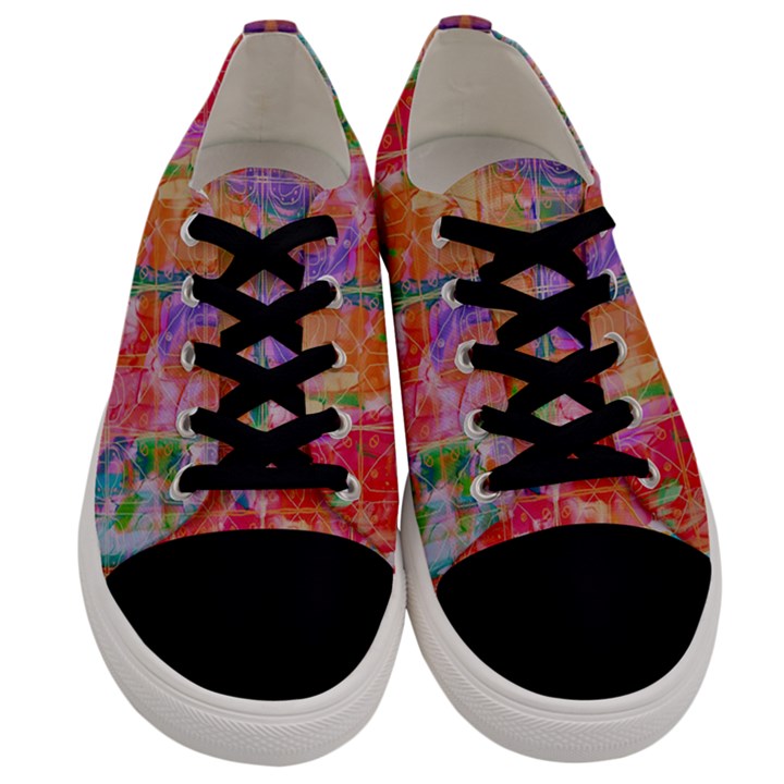 Colorful watercolors pattern                      Men s Low Top Canvas Sneakers