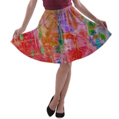 Colorful Watercolors Pattern                            A-line Skirt by LalyLauraFLM