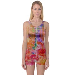 Colorful Watercolors Pattern                            Women s Boyleg One Piece Swimsuit by LalyLauraFLM