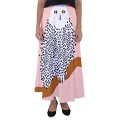 Animals Bird Owl Pink Polka Dots Flared Maxi Skirt by Mariart