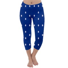 British American Flag Red Blue Star Capri Winter Leggings 