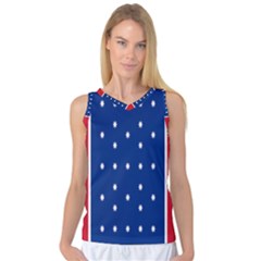 British American Flag Red Blue Star Women s Basketball Tank Top