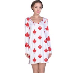 Canadian Maple Leaf Pattern Long Sleeve Nightdress by Mariart