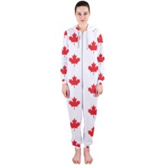 Canadian Maple Leaf Pattern Hooded Jumpsuit (ladies) 