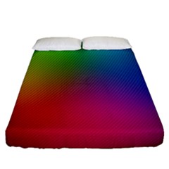 Bright Lines Resolution Image Wallpaper Rainbow Fitted Sheet (queen Size)