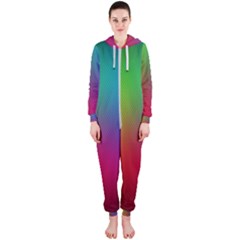 Bright Lines Resolution Image Wallpaper Rainbow Hooded Jumpsuit (ladies) 