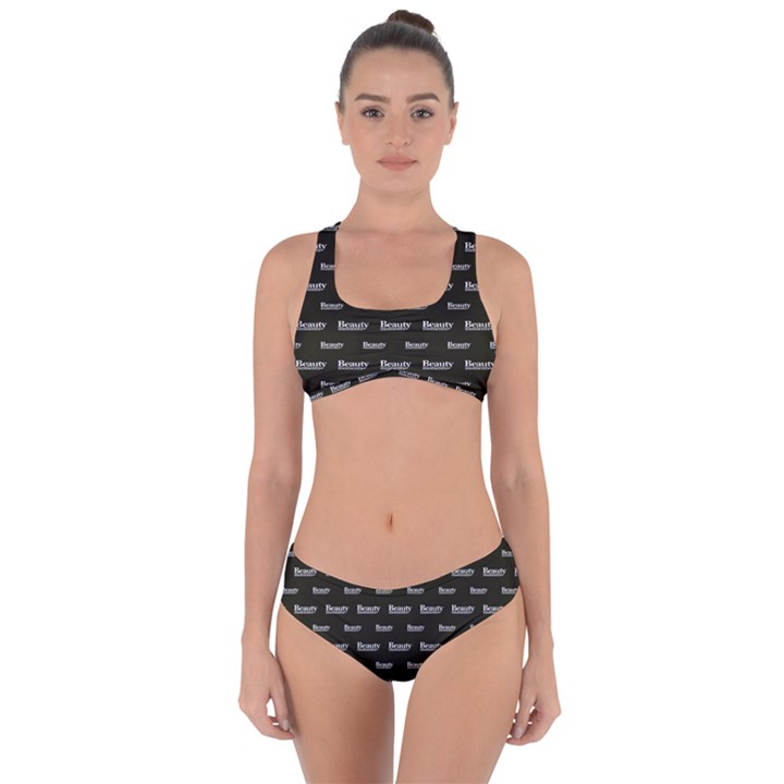 Beauty Moments Phrase Pattern Criss Cross Bikini Set