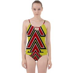 Chevron Symbols Multiple Large Red Yellow Cut Out Top Tankini Set by Mariart