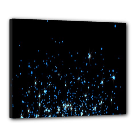 Blue Glowing Star Particle Random Motion Graphic Space Black Canvas 20  x 16 