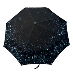 Blue Glowing Star Particle Random Motion Graphic Space Black Folding Umbrellas by Mariart