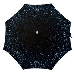 Blue Glowing Star Particle Random Motion Graphic Space Black Straight Umbrellas by Mariart