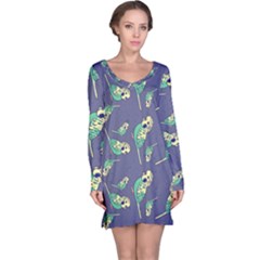 Canaries Budgie Pattern Bird Animals Cute Long Sleeve Nightdress