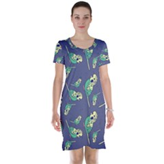 Canaries Budgie Pattern Bird Animals Cute Short Sleeve Nightdress