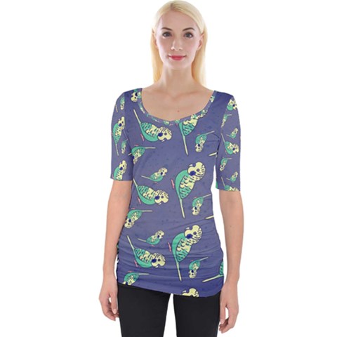 Canaries Budgie Pattern Bird Animals Cute Wide Neckline Tee by Mariart