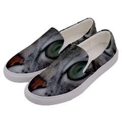 Cat Face Eyes Gray Fluffy Cute Animals Men s Canvas Slip Ons by Mariart