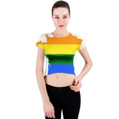 Flag Map Stripes Line Colorful Crew Neck Crop Top by Mariart
