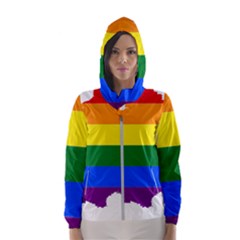 Flag Map Stripes Line Colorful Hooded Wind Breaker (Women)