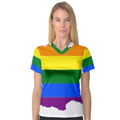 Flag Map Stripes Line Colorful V-Neck Sport Mesh Tee