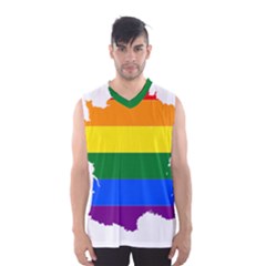 Flag Map Stripes Line Colorful Men s Basketball Tank Top