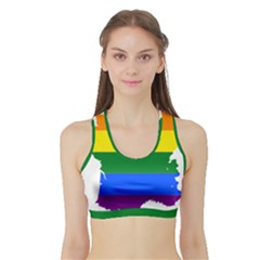 Flag Map Stripes Line Colorful Sports Bra with Border